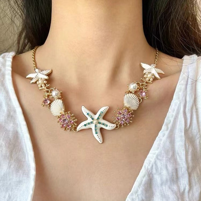 Shell Starfish Pearl Necklace