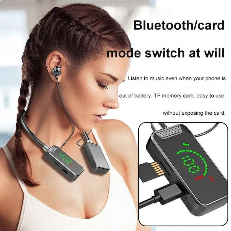 Neckband Digital Display Bluetooth Headset