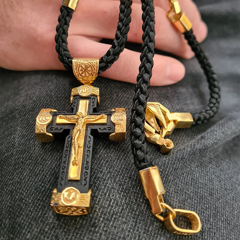 Elegant Handcrafted Rosary with Ornate Golden Crosses