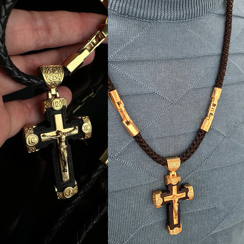 Elegant Handcrafted Rosary with Ornate Golden Crosses