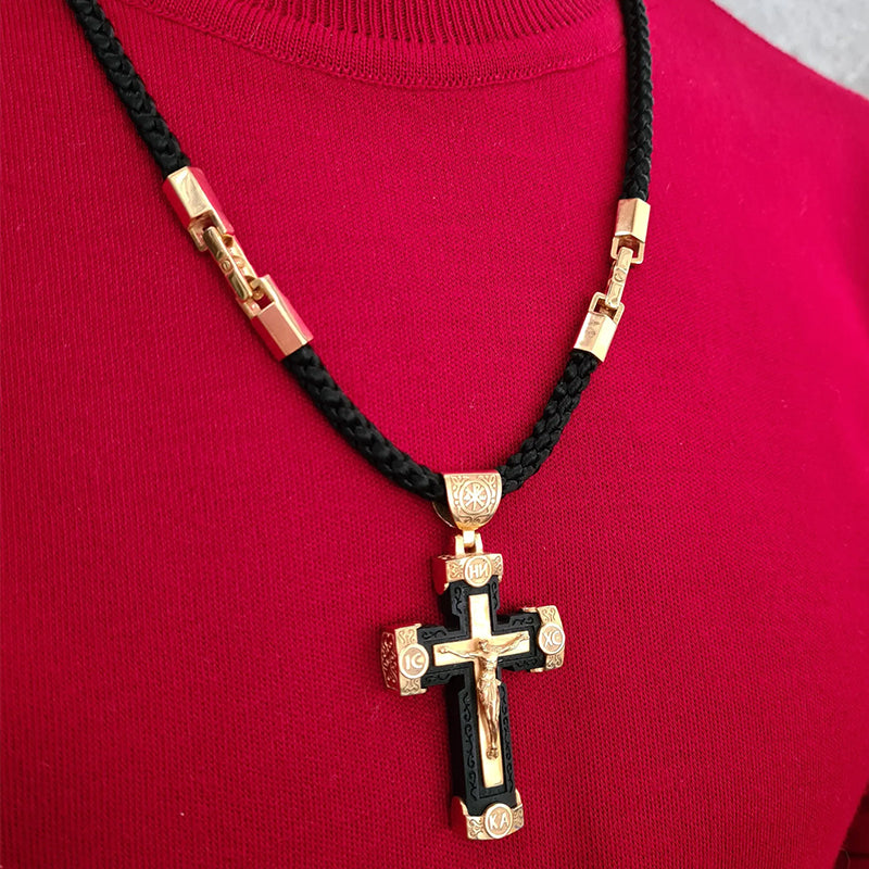 Elegant Handcrafted Rosary with Ornate Golden Crosses