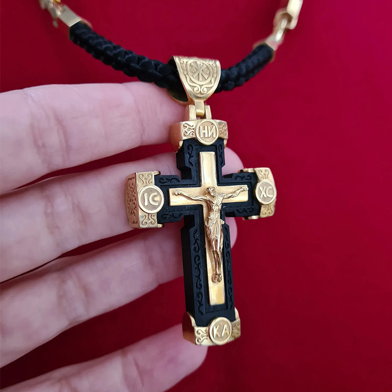 Elegant Handcrafted Rosary with Ornate Golden Crosses