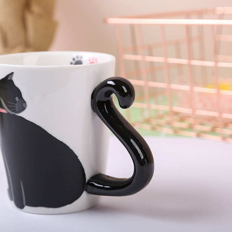 Cute Handmade Black Cat Lucky Coffee Cup