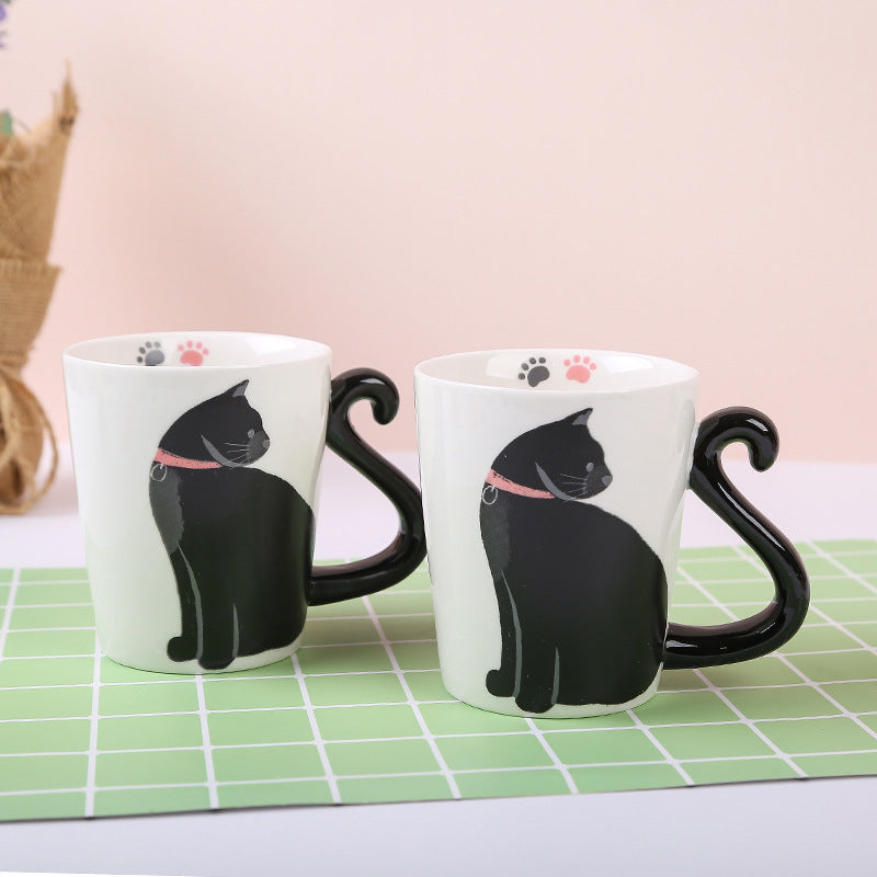 Cute Handmade Black Cat Lucky Coffee Cup