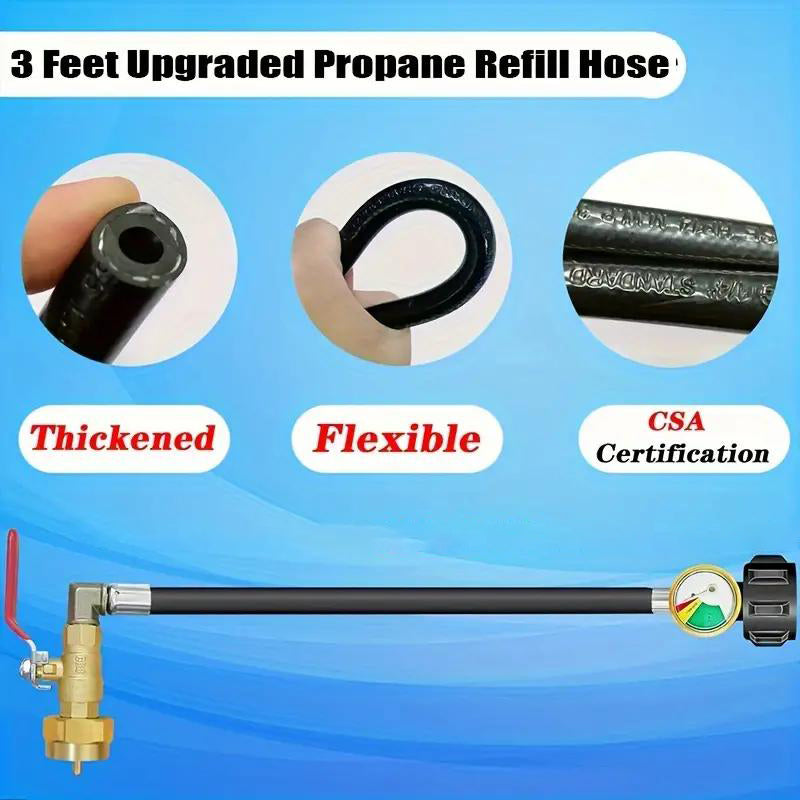 Propane Refill Adapter Hose with Gauge & Control Valve