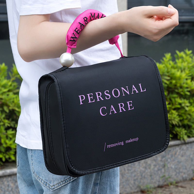 Foldable portable toiletry bag