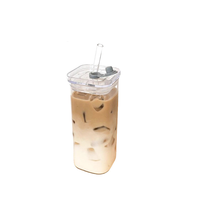 Square Drinking Cup with Lid & Straw