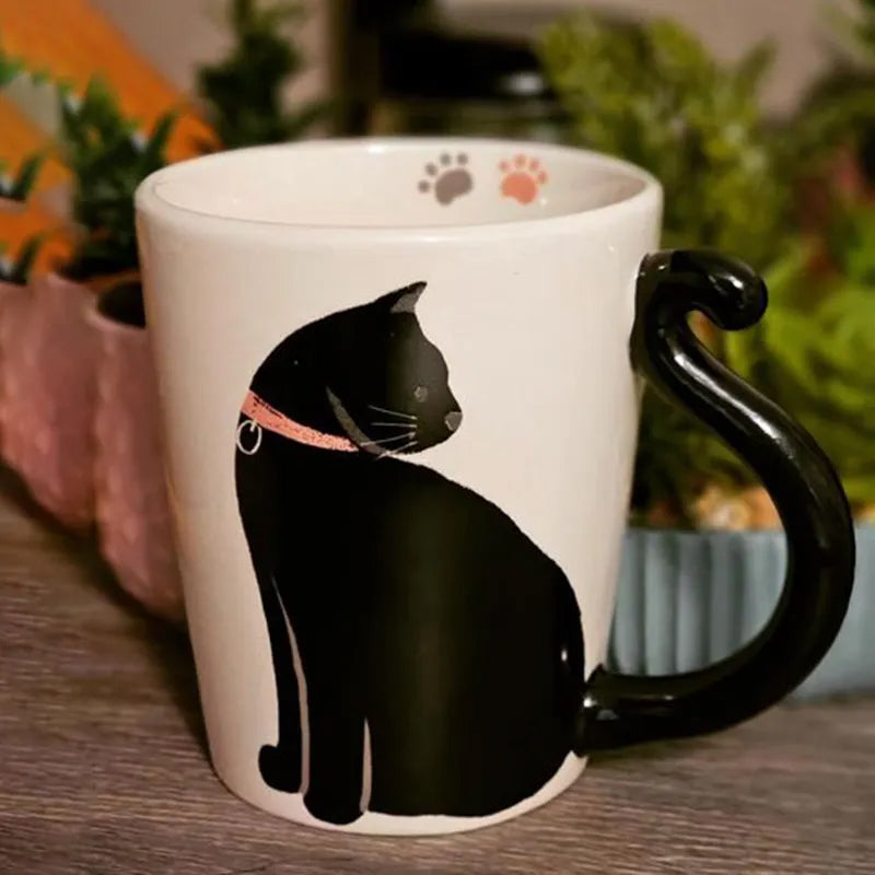 Cute Handmade Black Cat Lucky Coffee Cup