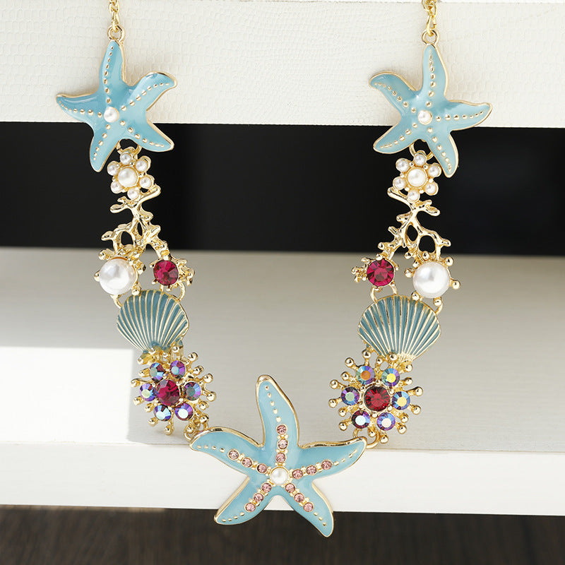 Shell Starfish Pearl Necklace