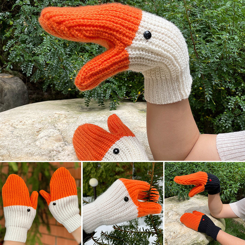 Funny Crochet Goose Mittens