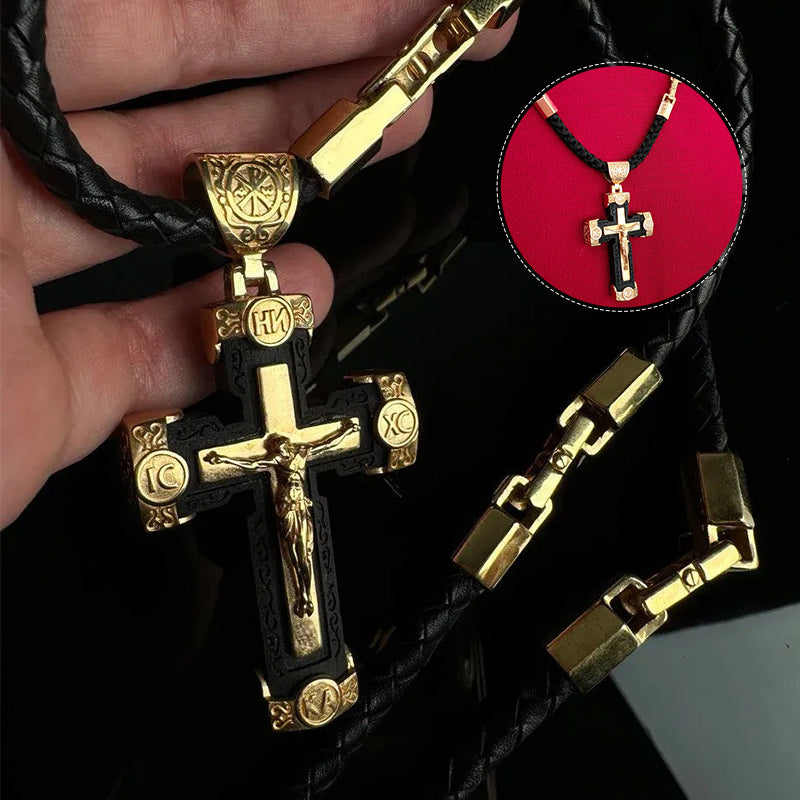 Elegant Handcrafted Rosary with Ornate Golden Crosses