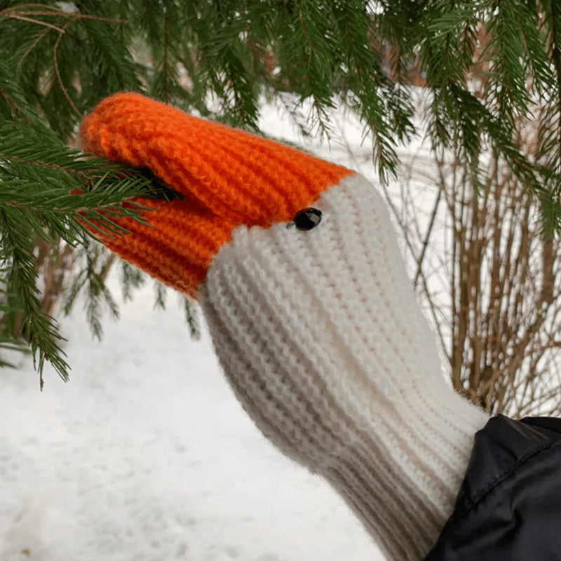 Funny Crochet Goose Mittens