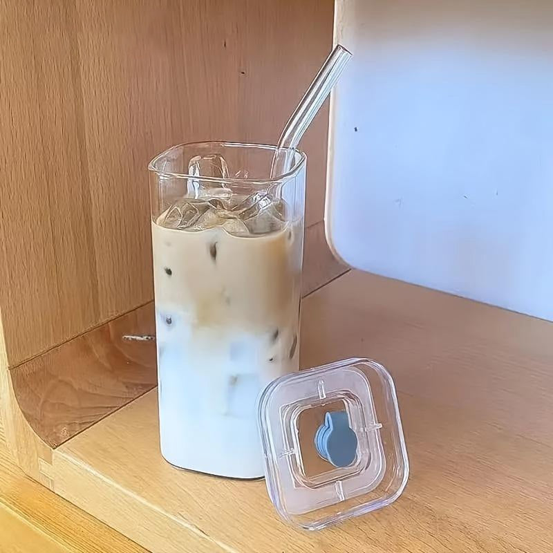 Square Drinking Cup with Lid & Straw