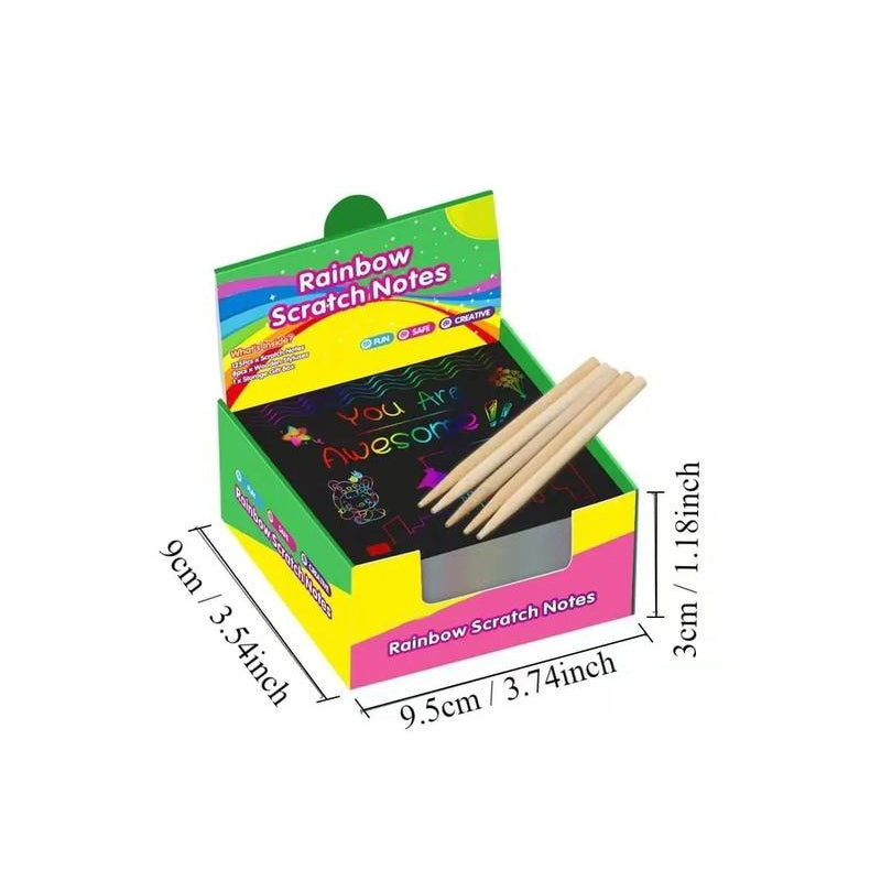 【100 pcs/1 Set】DIY Rainbow Magic Scratch Paper Art Set