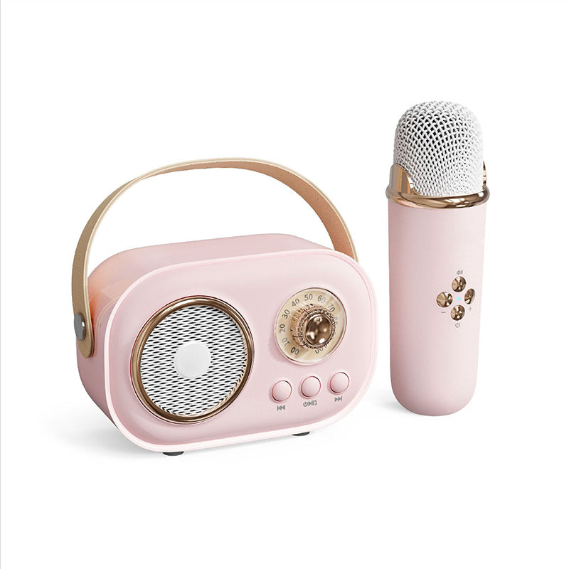 Mini Karaoke Machine & Bluetooth Speaker With Wireless Microphone