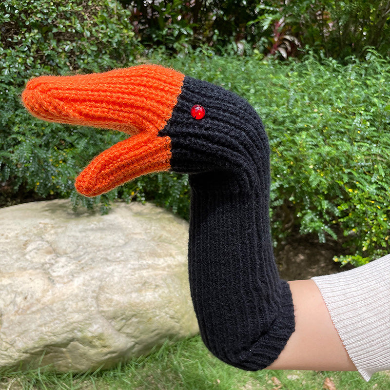 Funny Crochet Goose Mittens