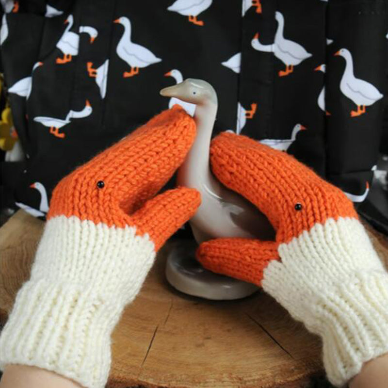 Funny Crochet Goose Mittens