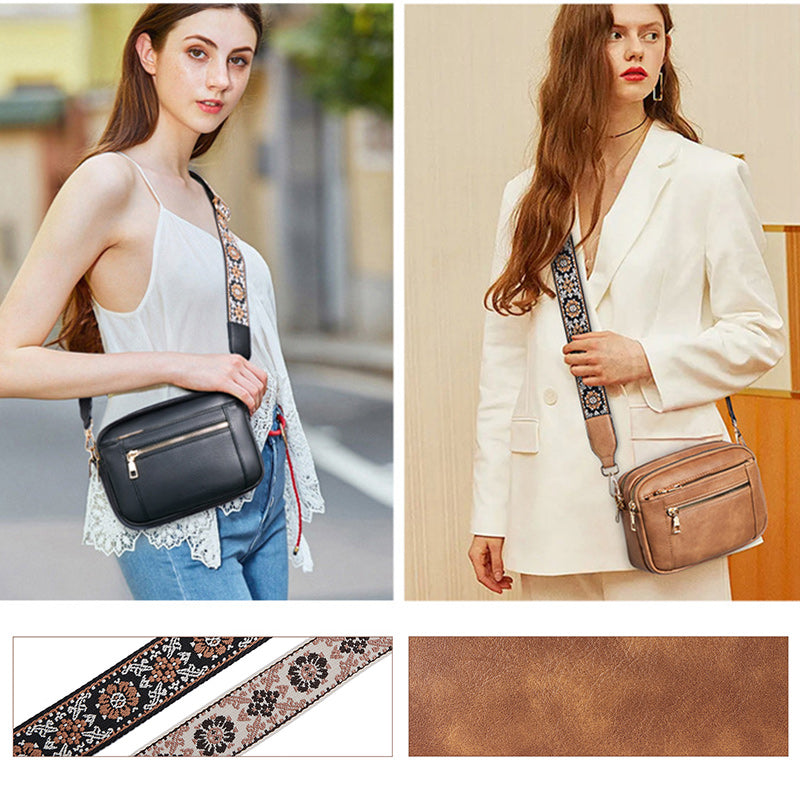 Colorful Straps Crossbody Leather Bags & Purse