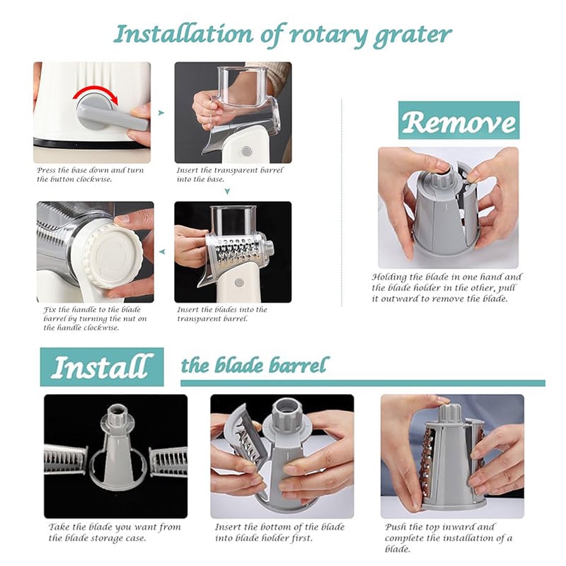 5 in 1 Rotary Cheese Grater Shredder