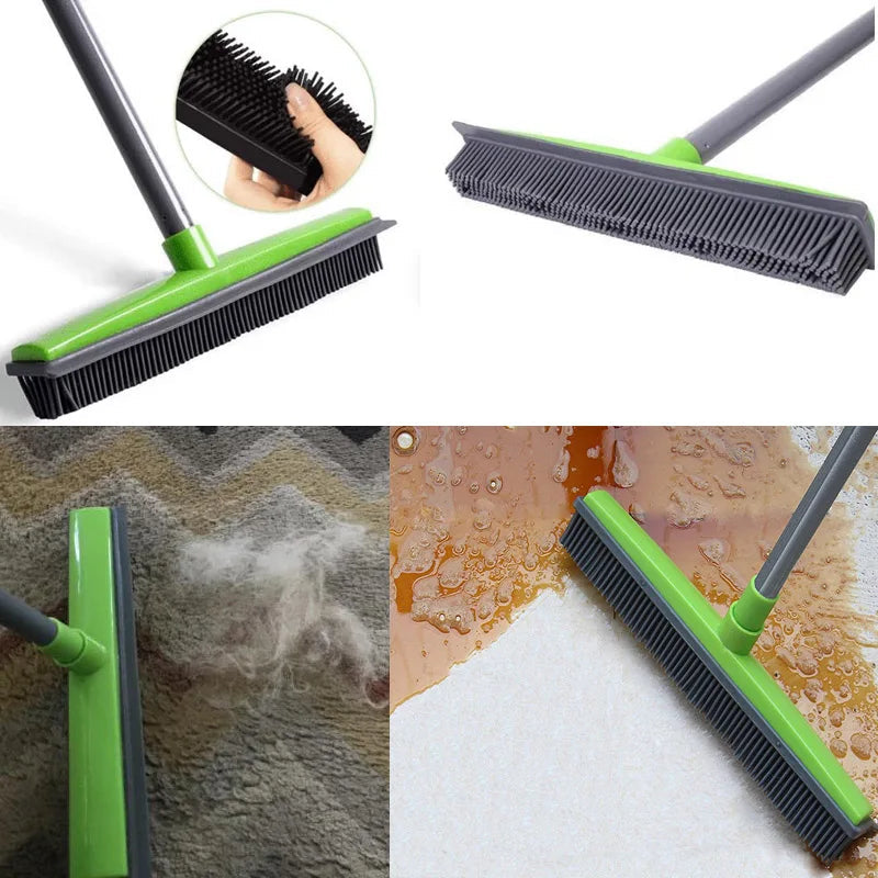 Three-section telescopic pole carpet delinting broom