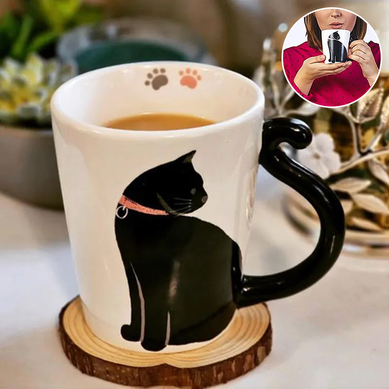 Cute Handmade Black Cat Lucky Coffee Cup