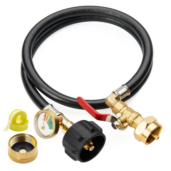 Propane Refill Adapter Hose with Gauge & Control Valve