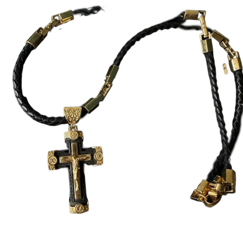 Elegant Handcrafted Rosary with Ornate Golden Crosses