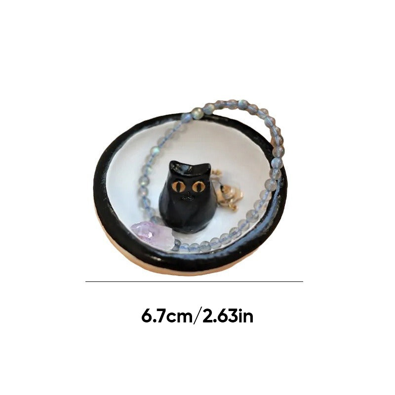 Lucky Black Cat Decorative Trinket Bowl Dish