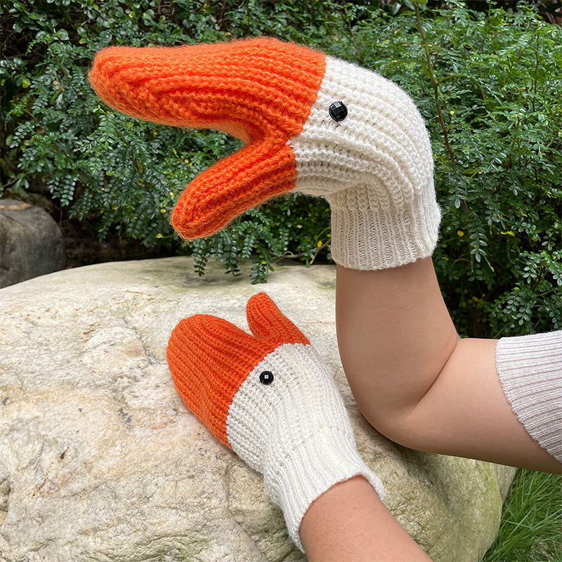 Funny Crochet Goose Mittens