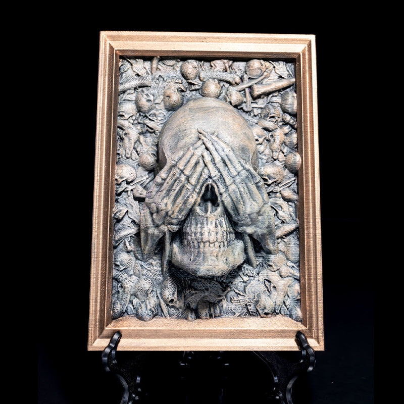 Three Wise Skulls Picture Frame Decor